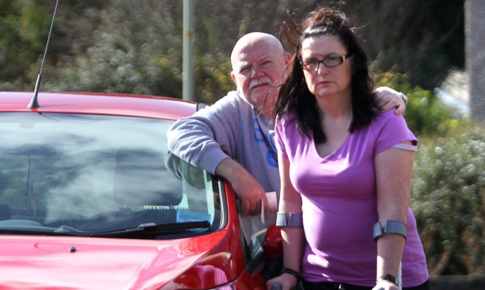 Kimberley McNab with her dad, Tom Harwood.