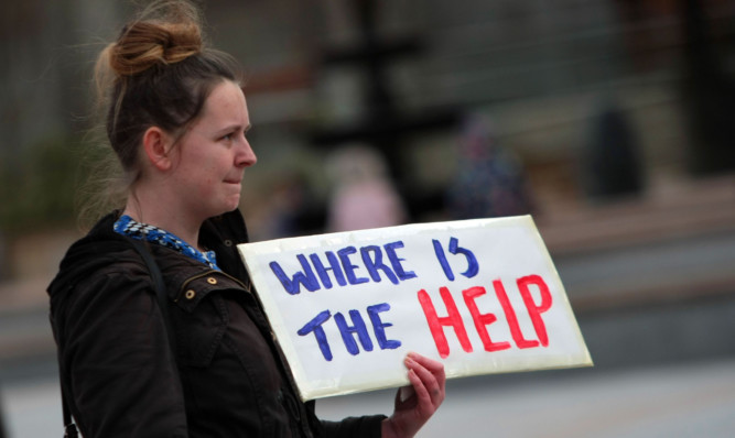 The group were protesting about the lack of help for people who have been in Carseview.