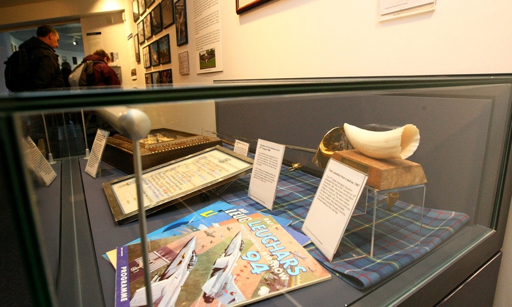 COURIER, DOUGIE NICOLSON, 14/03/15, NEWS.
Pic shows some of the exhibits on display at the 'From Balloons To Typhoons' exhibition about RAF Leuchars at the Gateway Galleries in St. Andrews today, Saturday 14th March 2015. Story by Fife.