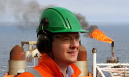 George Osborne during a visit to the Montrose field in the North Sea.