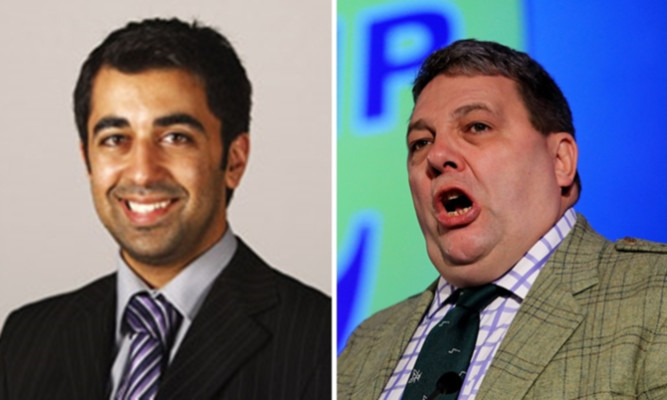 Europe minster Humza Yousaf (left) has asked the European Parliament to take disciplinary action against Ukip MEP David Coburn ()right.