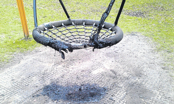 Sad sight: damage to play equipment at the North Inch play area in Perth.