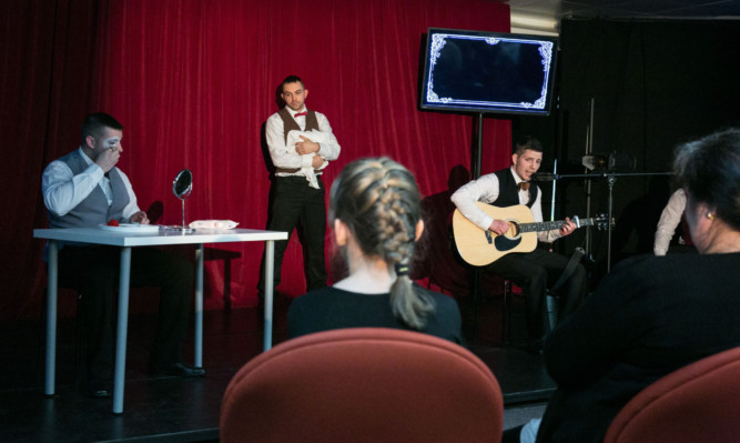 A performance of Now You See It at Perth Prison, put together with the help of the Royal Conservatoire Scotland.