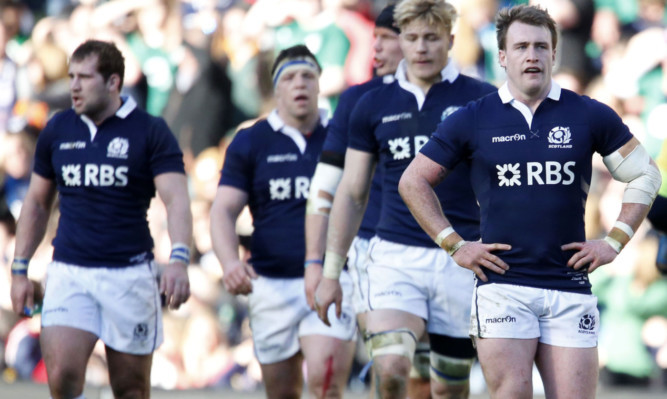 Stuart Hogg, maybe Scotland's only proven world class player, leads the dejection after the Ireland loss.