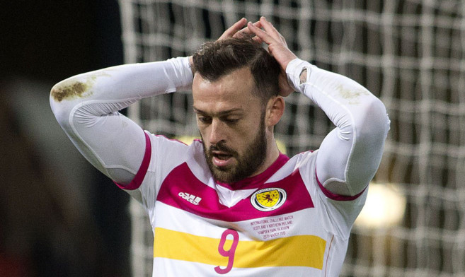Scotland's Steven Fletcher reacts during the International Friendly at Hampden Park, Glasgow. PRESS ASSOCIATION Photo. Picture date: Wednesday March 25, 2015. See PA story SOCCER Scotland. Photo credit should read: Kirk O'Rourke/PA Wire. RESTRICTIONS: Use subject to restrictions. Editorial use only. Commercial use only with prior written consent of the Scottish FA. Call +44 (0)1158 447447 for further information.