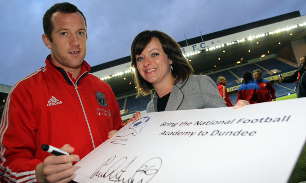Charlie Adam and Jenny Marra MSP launched the campaign to bring the national football academy to Dundee.