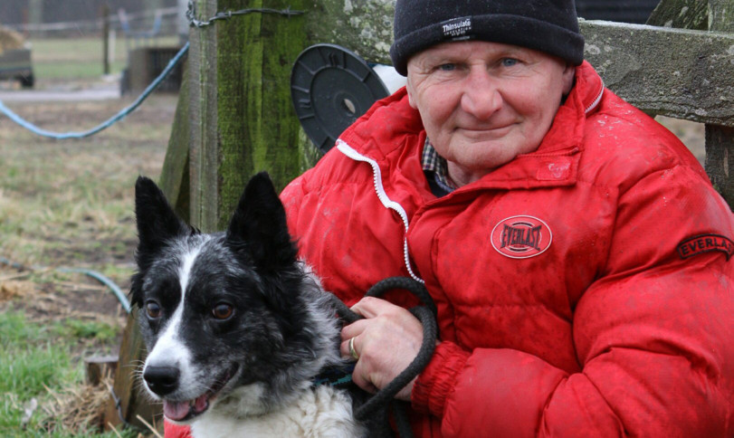 Chairman Ian Robb with the four-year-old border collie Meg at Angus Dog Rescue, near Arbroath.