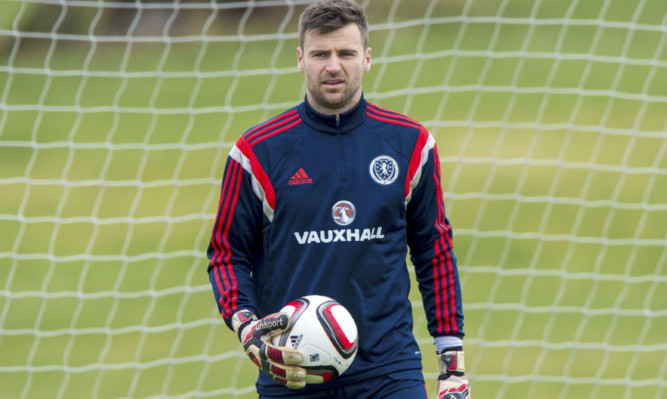 Scotland goalkeeper David Marshall in training.