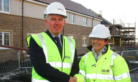 Councillor Judy Hamilton on site with Andy Wyles of Bellway Homes.