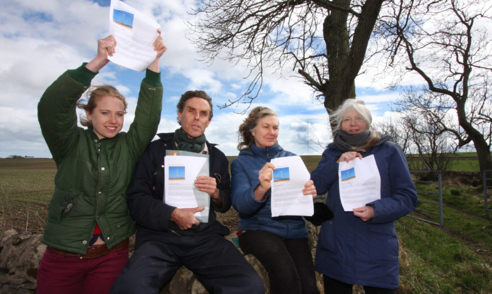 From left: Georgia Dessain, Alex Holmes, Ella Kiersgaard and Kate Dessain at the proposed windfarm site, near Inverkeilor.