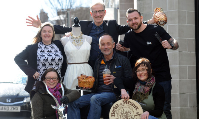 Back: Amanda Fitzsimons of Mandi Candi, Irving Miskell-Reid of Freedom Hairdressers and Fraser Milligan of Hard Grind. Front: Lynne Duffus of Lovely Things, Ian Alexander of Hard Space Whole Foods, and Dorothy Hegarty of The Cheesery.