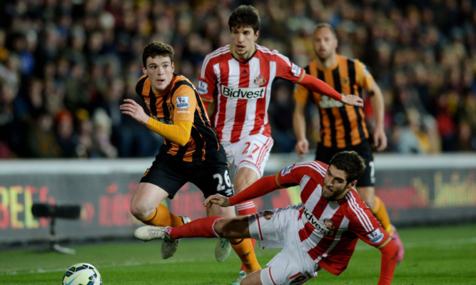 Andrew Robertson in action for Hull City.