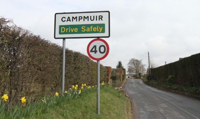 One of the signs at the east Perthshire village of Campmuir.