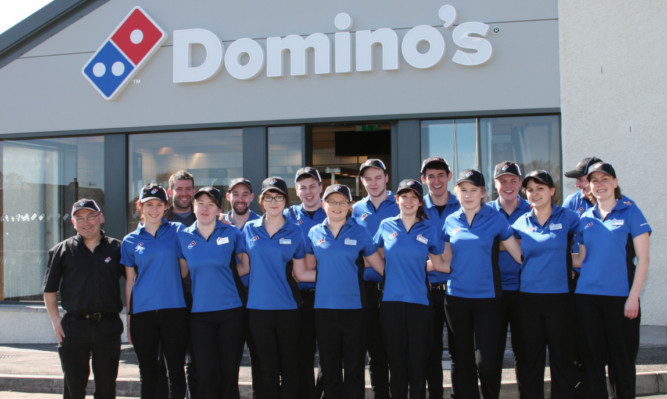 Dominos staff at the new pizza takeaway in Arbroath.