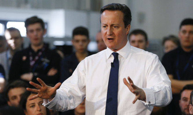 David Cameron speaks during a question and answer session at the National Grid Training Centre.