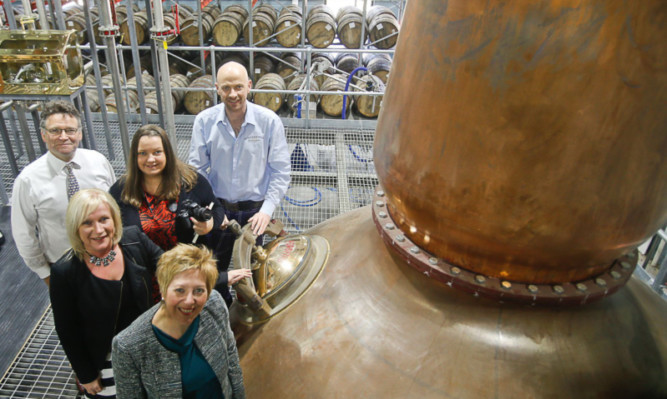 Pictured at the Kingsbarns Distillery are, from front, Councillor Lesley Laird, Sandra Montador-Stewart of Fife Council, Christopher Trotter, Nicola Holland and Doug Clement.