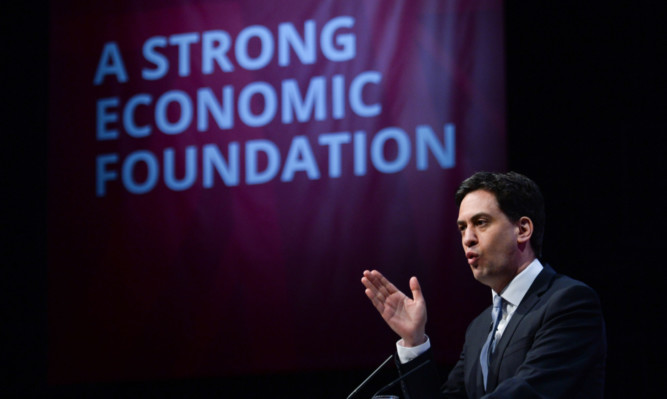 Labour Party leader Ed Miliband launches his party's manifesto at Granada TV Studios in Manchester.
