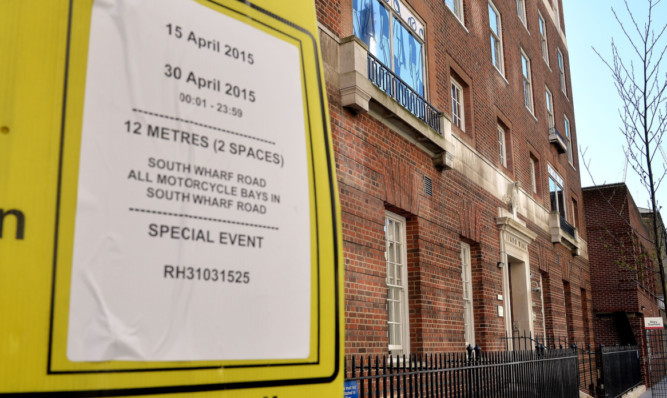 New parking restrictions have been put in place in fornt of the Lindo Wing of St Mary's Hospital in Paddington west London.