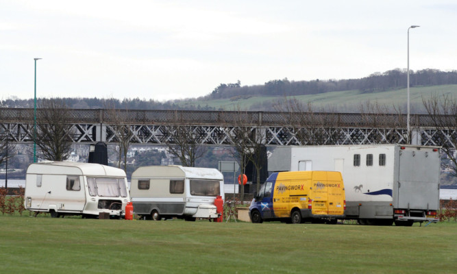 Travellers at Riverside in Dundee.