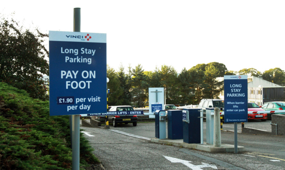 One of the car parks at Ninewells Hospital, Dundee, where charges apply.