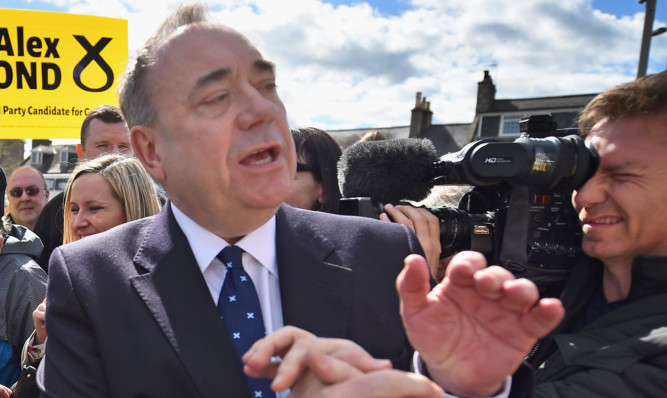 Alex Salmond campaigning in the Gordon constituency on Saturday.