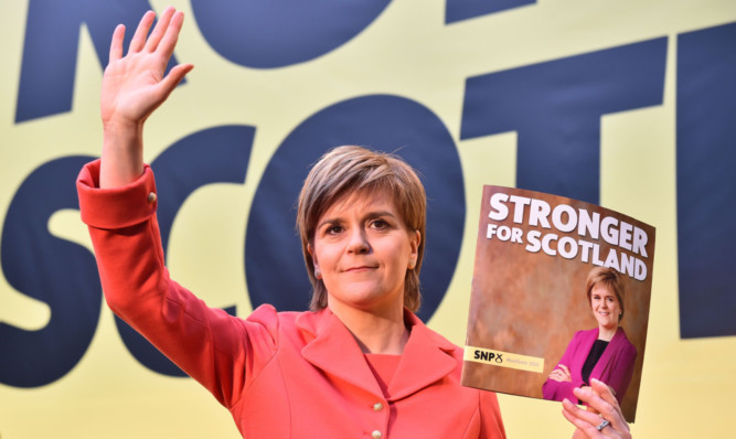 SNP leader Nicola Sturgeon launches her partys manifesto at Edinburgh International Climbing Arena.