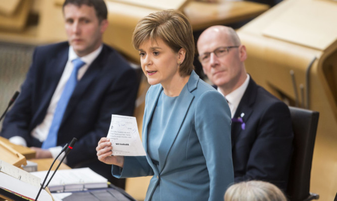 First Minister Nicola Sturgeon during First Minister's Questions.