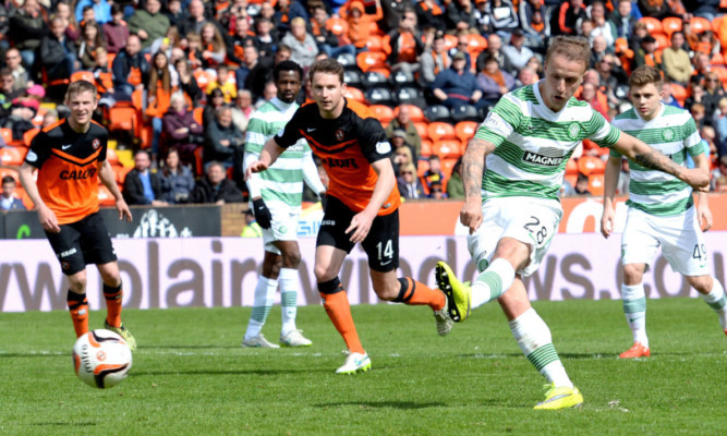 Leigh Griffiths completes his hat-trick with his penalty.
