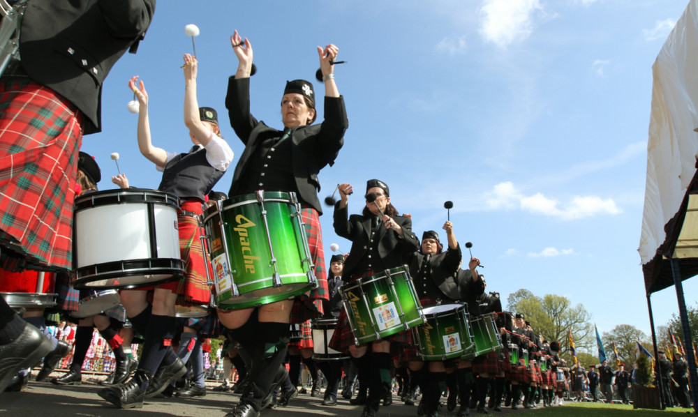 The pipe bands at last years Glamis Gathering.