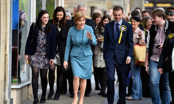 SNP leader Nicola Sturgeon visits St Andrews with candidate for North East Fife Constituency Stephen Gethins.