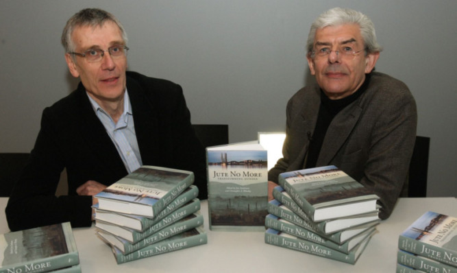 Editors Professor Jim Tomlinson, left, and Professor Chris Whatley with copies of the Dundee University Press book Jute No More.