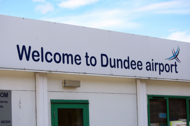 Kris Miller, Courier, 07/04/15. Picture today at Dundee airport where industrial action by security staff meant the cancellation of commercial flights. Pic shows general view of airport.