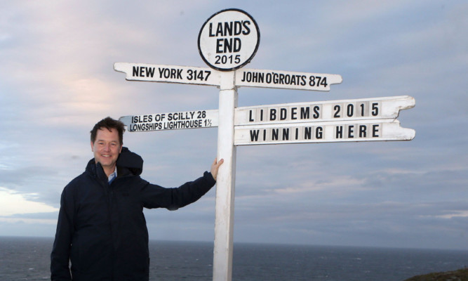 Nick Clegg embarks on a Land's End to John O'Groats campaign marathon.
