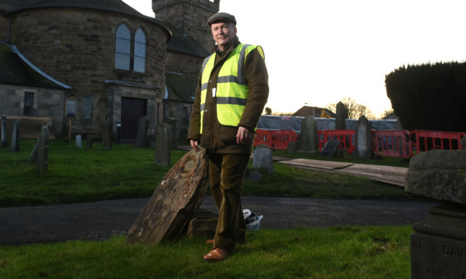 Exhumation expert Peter Mitchell in the grounds of Abbotshall Church.