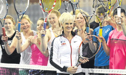 Judy Murray and some of the youngsters who attended the event at Gleneagles.