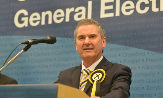 Roger Mullin delivers his victory speech.