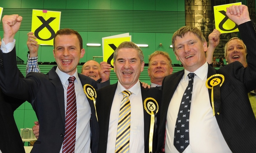 UK Parliamentary General Elections. Micheal Woods Sports centre Glenrothes 7 May 15 winners  Seat Stephen Gethins, Goger Mullin,Peter Grant SNP