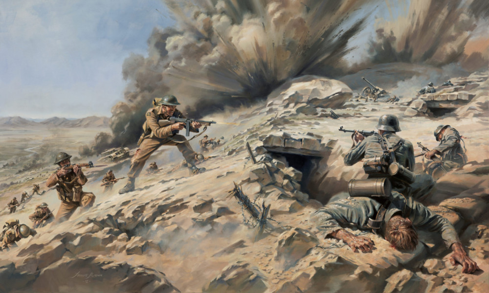 The specially-commissioned painting marks the Battle of Longstop Hill in Tunisia.