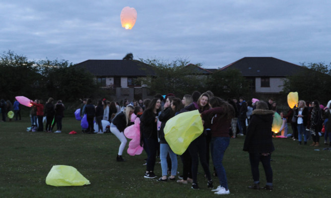 Friends of Stuart Turvey let off lanterns in his memory.