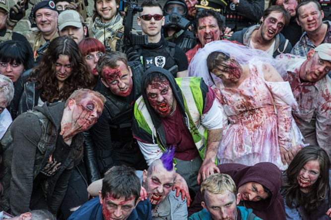 Zombie MAYhem descended on party revellers at Mains Castle in Dundee. 200 fright-night enthusiasts attempted to avoid capture by the evil entities.