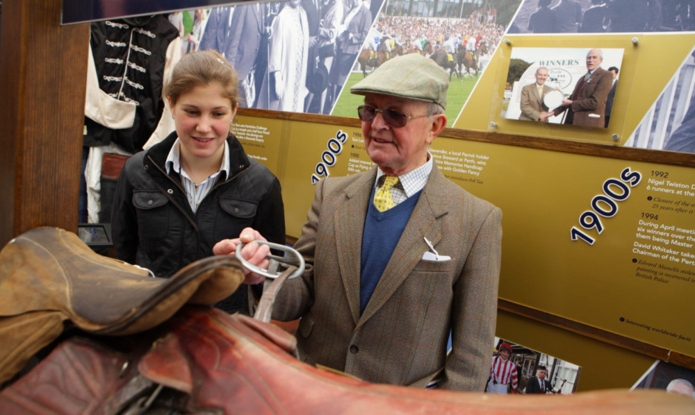 Jockey Lucy Alexander and retired jockey Johnny Leech at the opening of the museum.