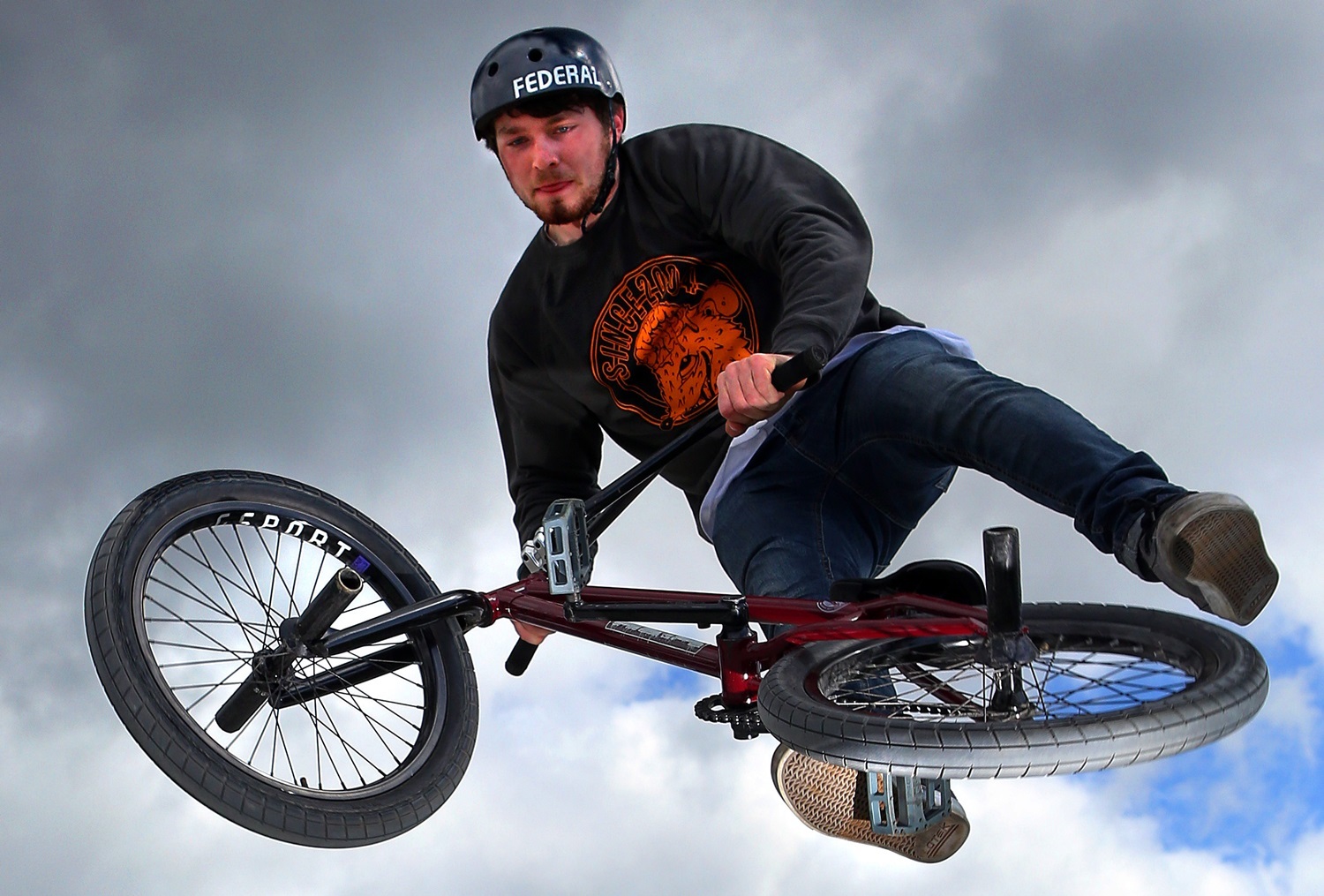 Kris Miller, Courier, 16/05/15. Picture today at the opening of the new Carnoustie skate park which was opened by Provost Helen Oswald. The park was the brain child of five local youths who have worked for years to see their vision realised. Pic shows Shaun Davies doing a tail whip.
