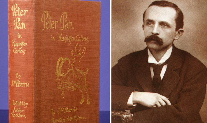 The copy of Peter Pan  by JM Barrie, right, which is up for sale.