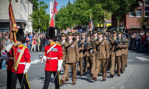 The Royal Scots Dragoon Guards on parade as they say farewell to Fallingbostel.