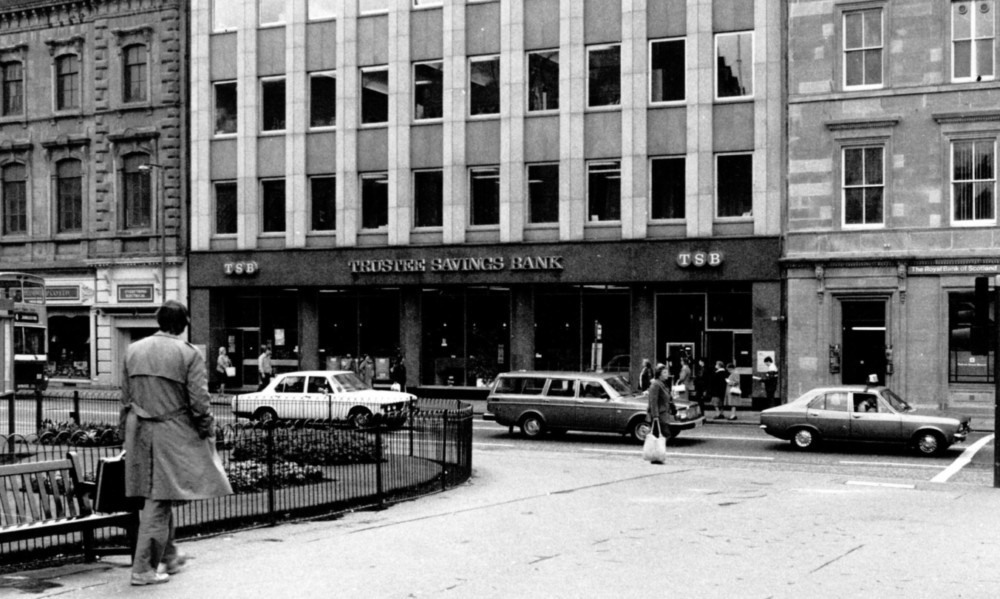 The former TSB bank at Meadowside, Dundee, in the 1970s.