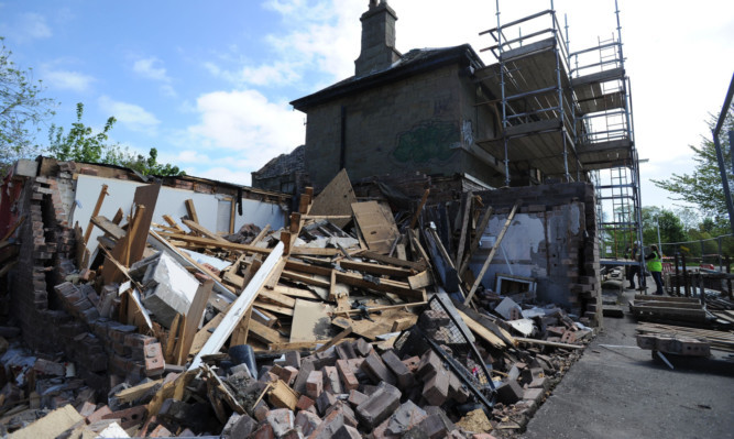 More than 80 tonnes of debris has been cleared from the inside of the former Mains of Claverhouse pub. (click arrow for more photos)