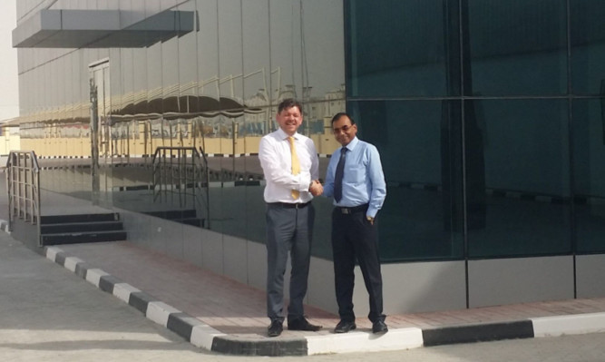 Richard Brough, left, with Dipak Bhadra at Leminars new factory in Dubai. Galloway Group has renewed its licensing agreement with Leminar Air Conditioning of the United Arab Emirates.