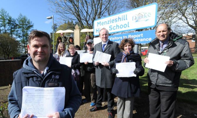 The Rev Bob Mallinson (front) with Menzieshill campaigners, including local Labour figures, last month.