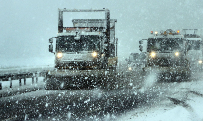 A gritter in action in some of the worst winter weather. Almost 17,000 tonnes of salt was used on the regions roads between October 23 and the end of March.