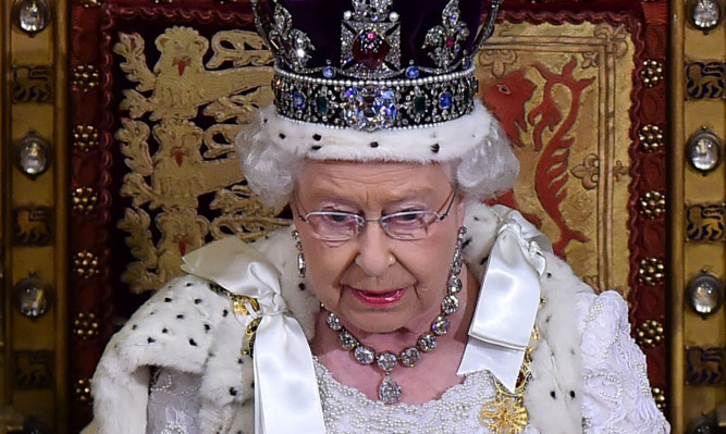 The Queen delivers her speech in the House of Lords.